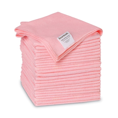 Boardwalk Microfiber Cleaning Cloths, 16 x 16, Pink, PK24 2164040